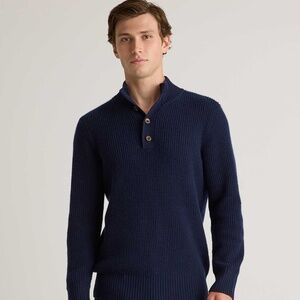 QUINCE CASHMERE Men's Small Mongolian Waffle Quarter Button Sweater NWT